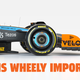 A render of the 2022 Mclaren F1 car with the caption "this is wheely important"